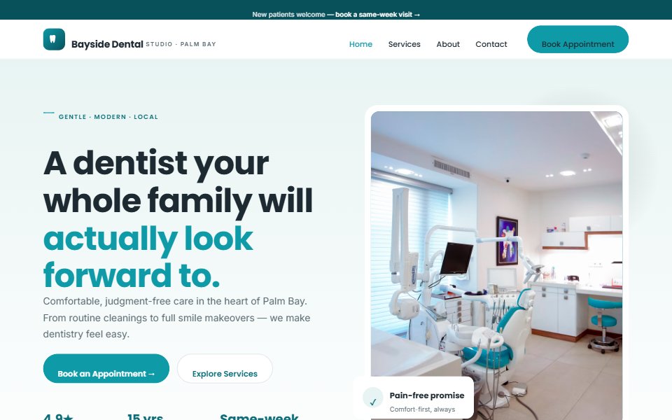 Bayside Dental Studio website preview